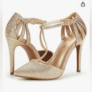 Dream Pairs Ladies Gold Glitter Heels